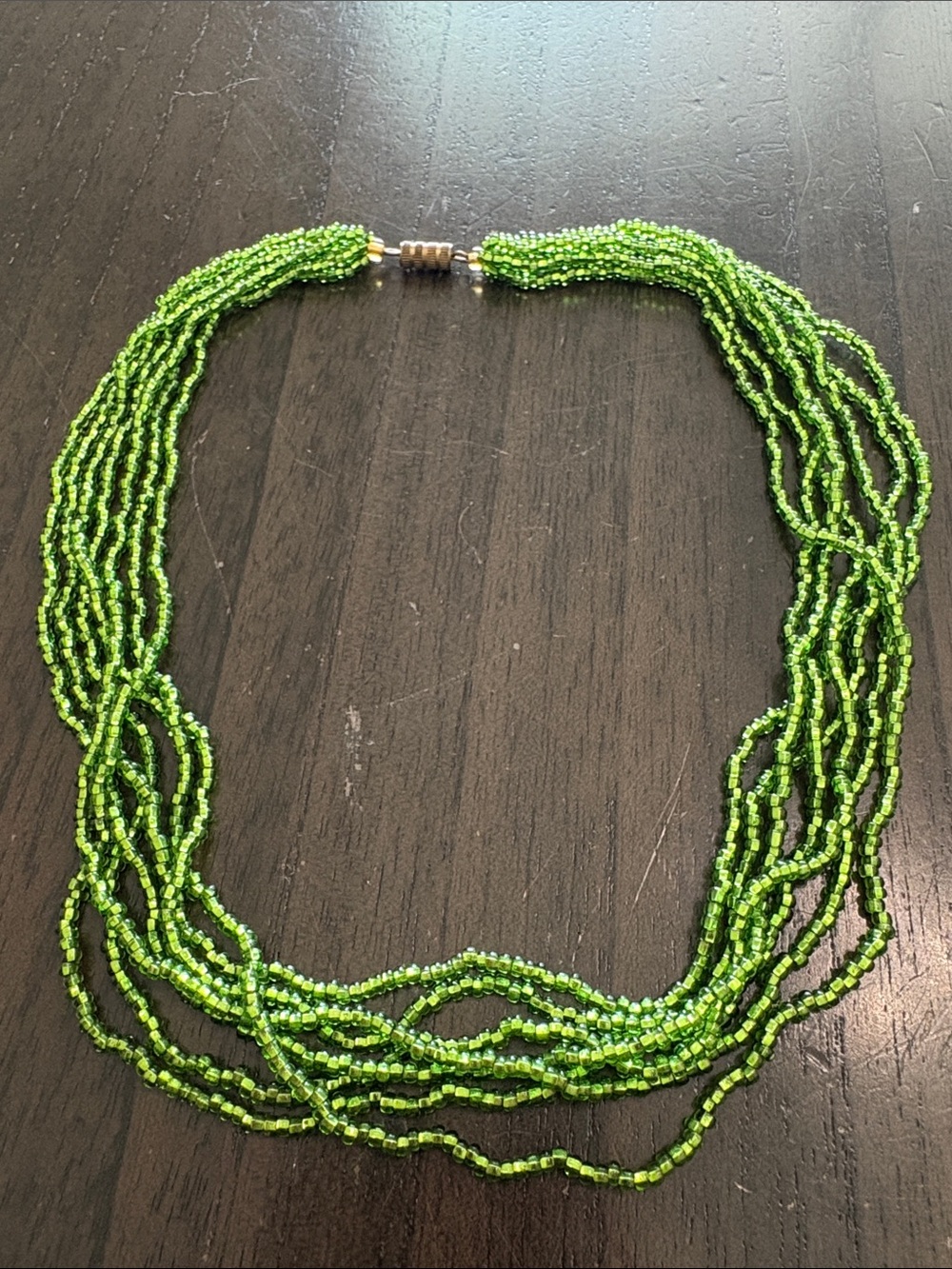 VTG Multi-Strand Green Seed Bead Necklace